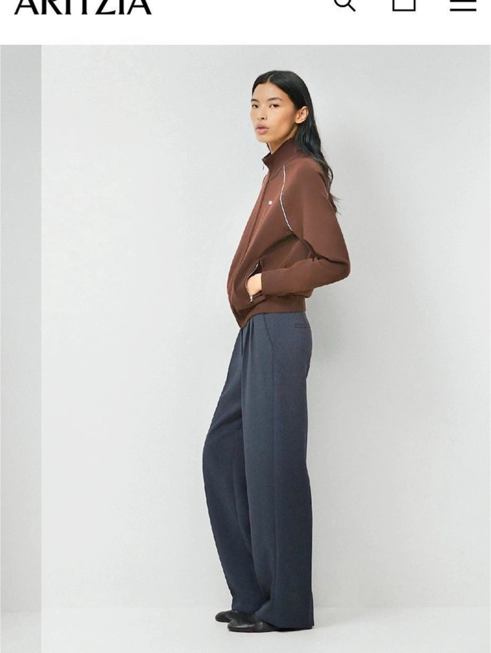 Aritzia The Effortless Pant Wider Wide Leg Black Waist 10 Tall